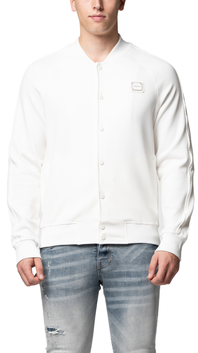 MB ESSENTIAL PIQUE WHITE BASEBALL JACKET | WHITE