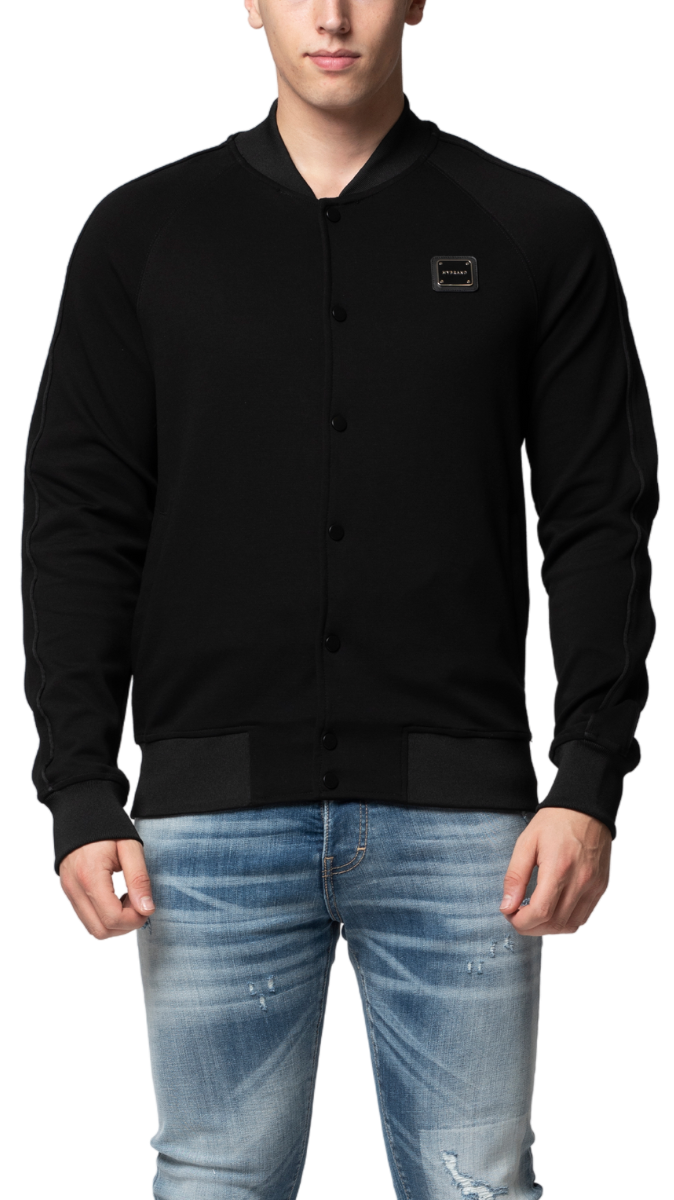 MB ESSENTIAL PIQUE BLACK BASEBALL JACKET | BLACK