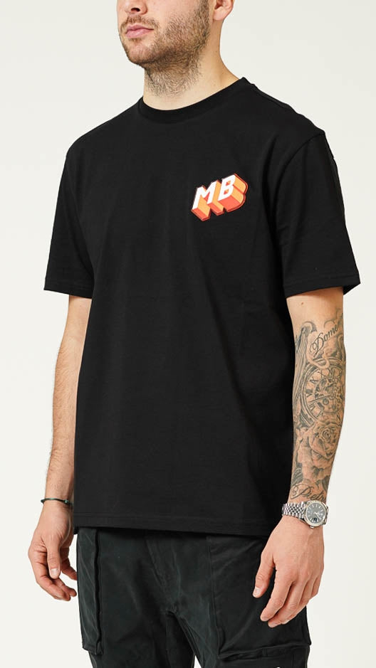 MY BRAND POPUP LOGO CHEST BLACK T-SHIRT | BLACK