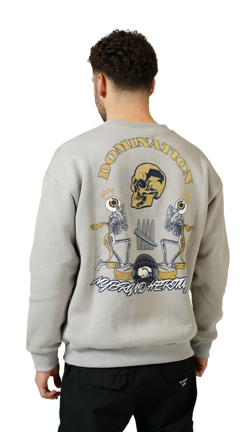 MB DOMINATION GOLD PRINT SWEATER | GREY