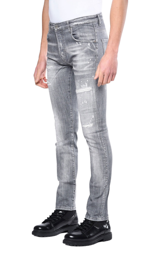 2187-1 Light Grey Ripped | GREY JEANS