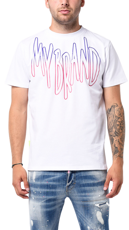 MB LOGO SKY MAGENTA GRADIENT TSHIRT | WHITE