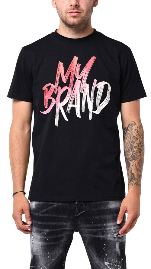 MB LOGO PAINT STROKE TRUE RED GRADIENT TSHIRT | BLACK