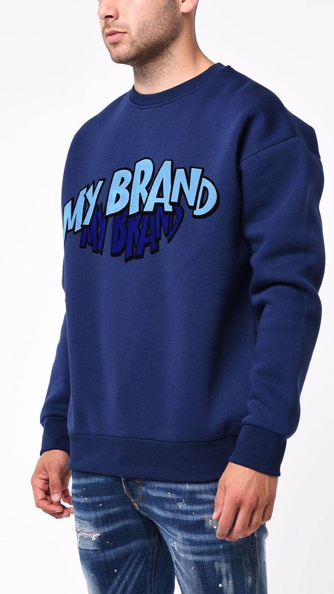 MB DOUBLE BRANDED FLOCK GRAFFITI SWEATER | NAVY