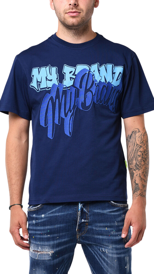 MY BRAND DOUBLE BRANDED EMBROIDERY T-SHIRT | NAVY