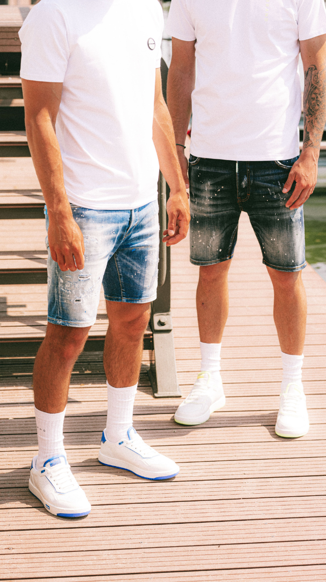 MB Skinny Blue Short Jeans White Spots