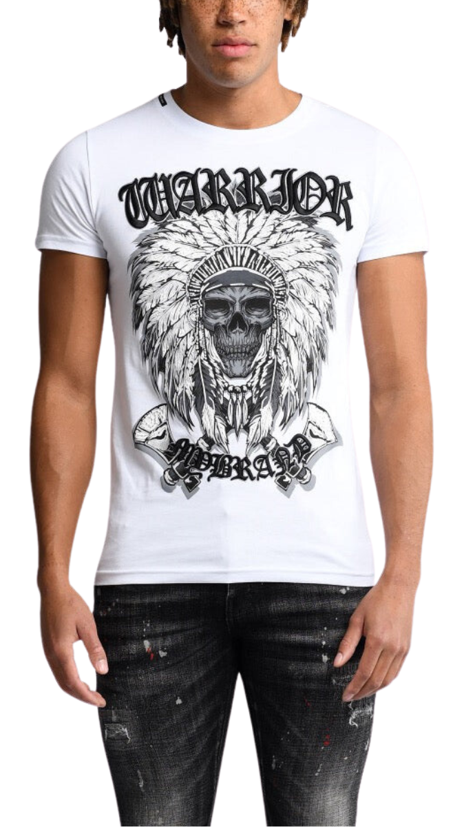 Warrior Indian Skull T-Shirt White