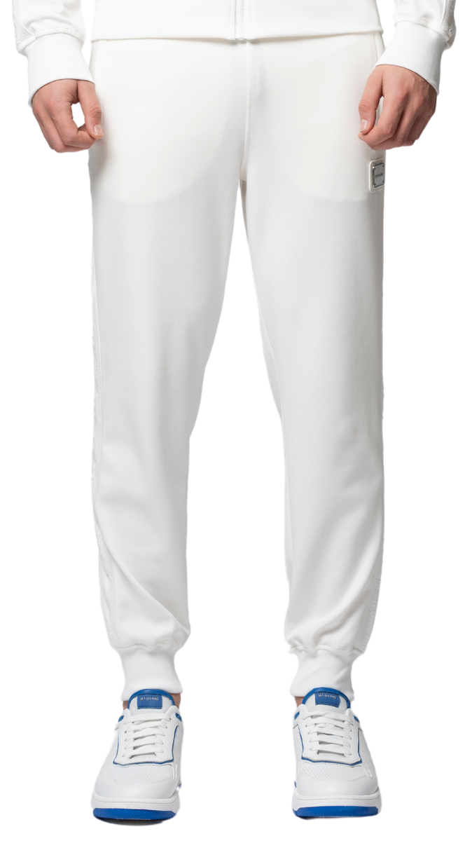 MB ESSENTIAL PIQUE WHITE TRACKPANTS