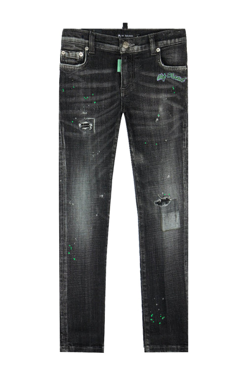 BLACK DISTRESSED GREEN MY | BLACKJEANS