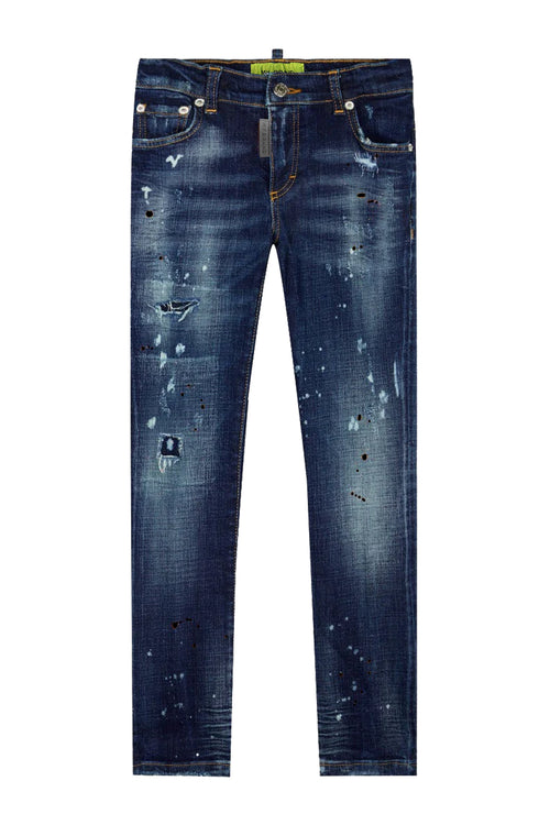 Blue Distressed Black Spots Jeans | DENIM