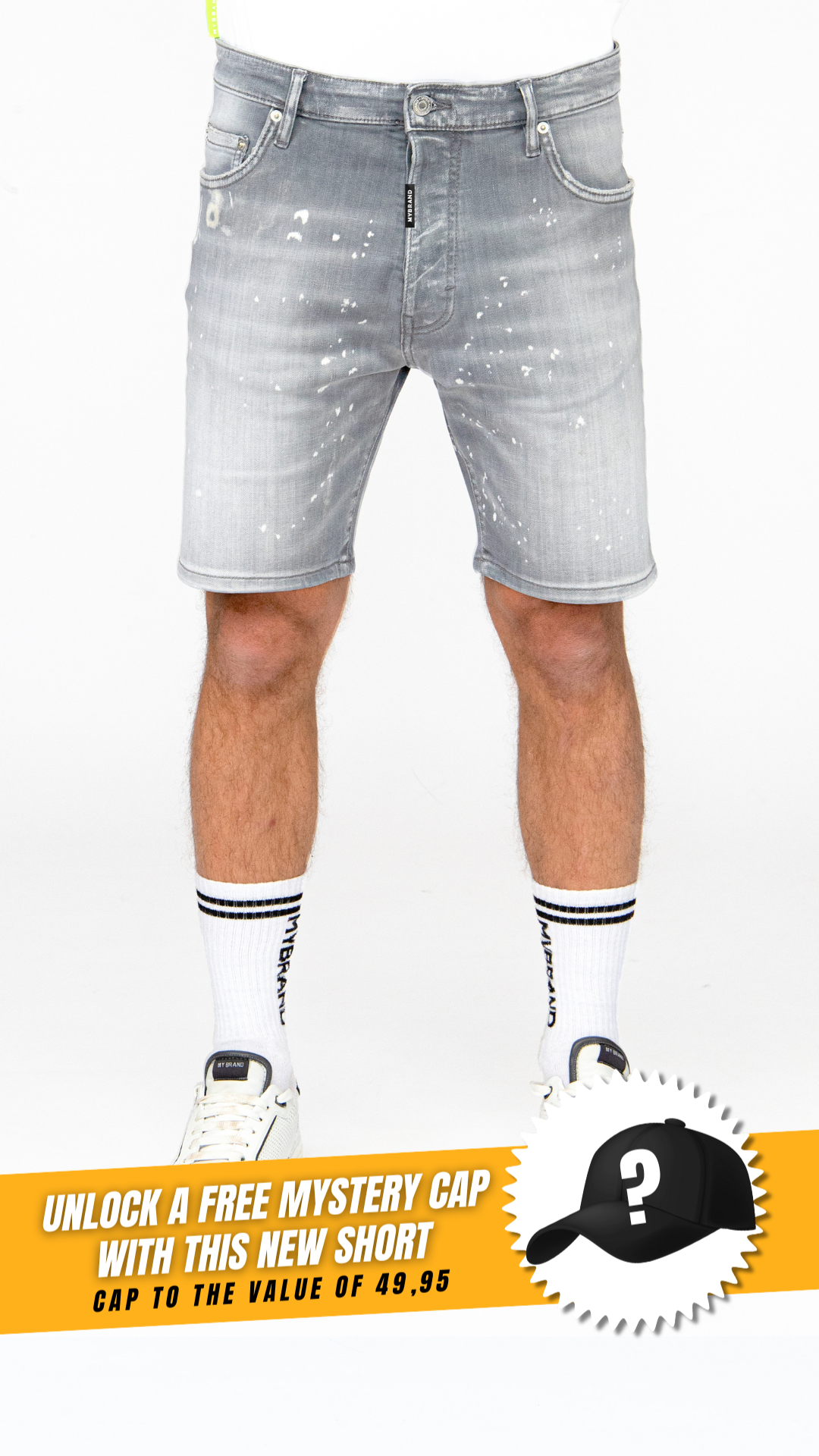 LIGHTGREY Faded Jeans short | GREY JEANS