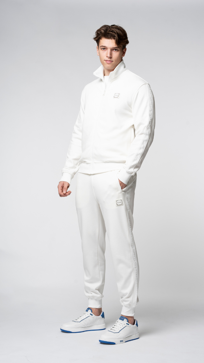 MB ESSENTIAL PIQUE WHITE TRACKPANTS