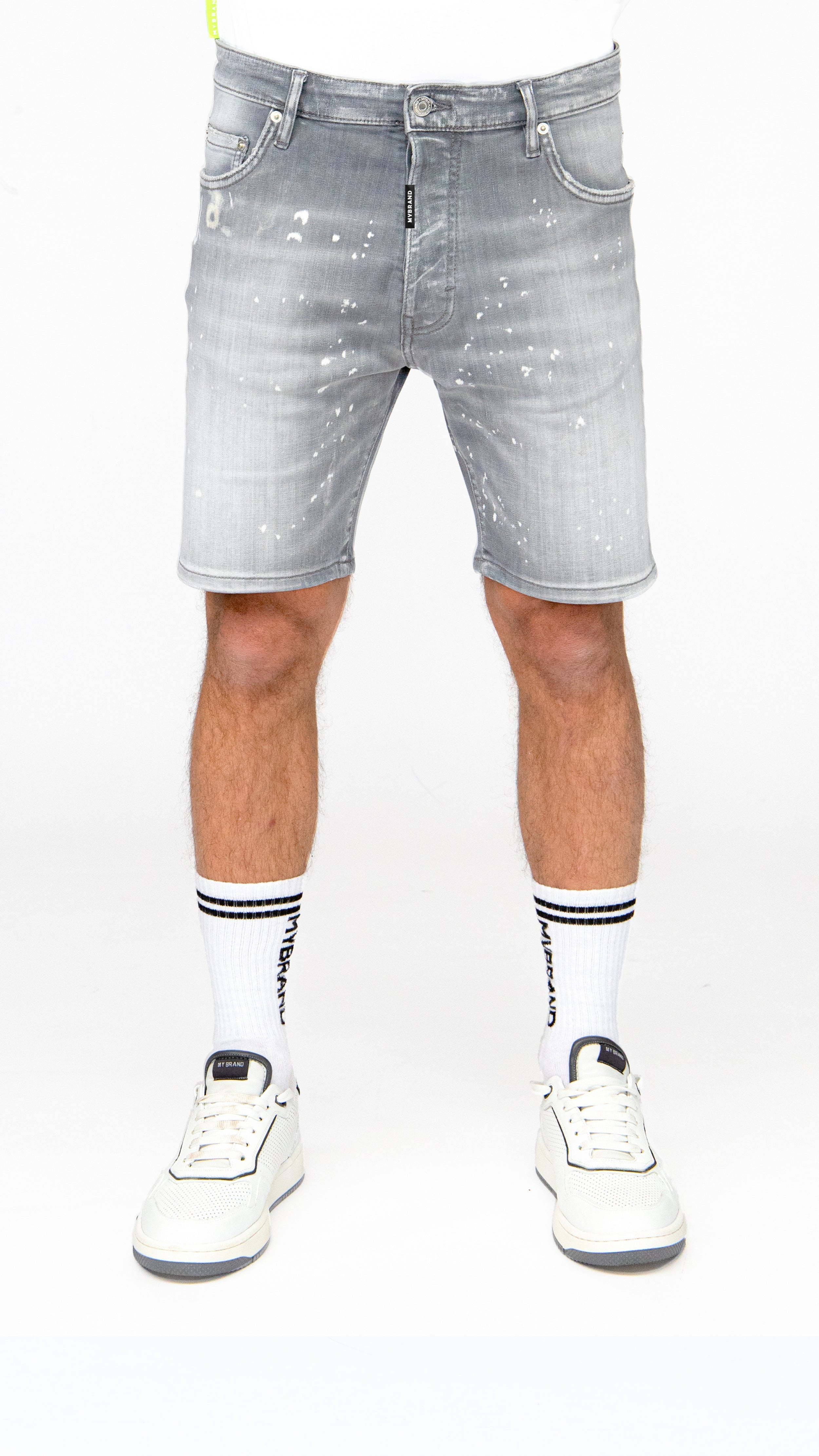 LIGHTGREY Faded Jeans short | GREY JEANS