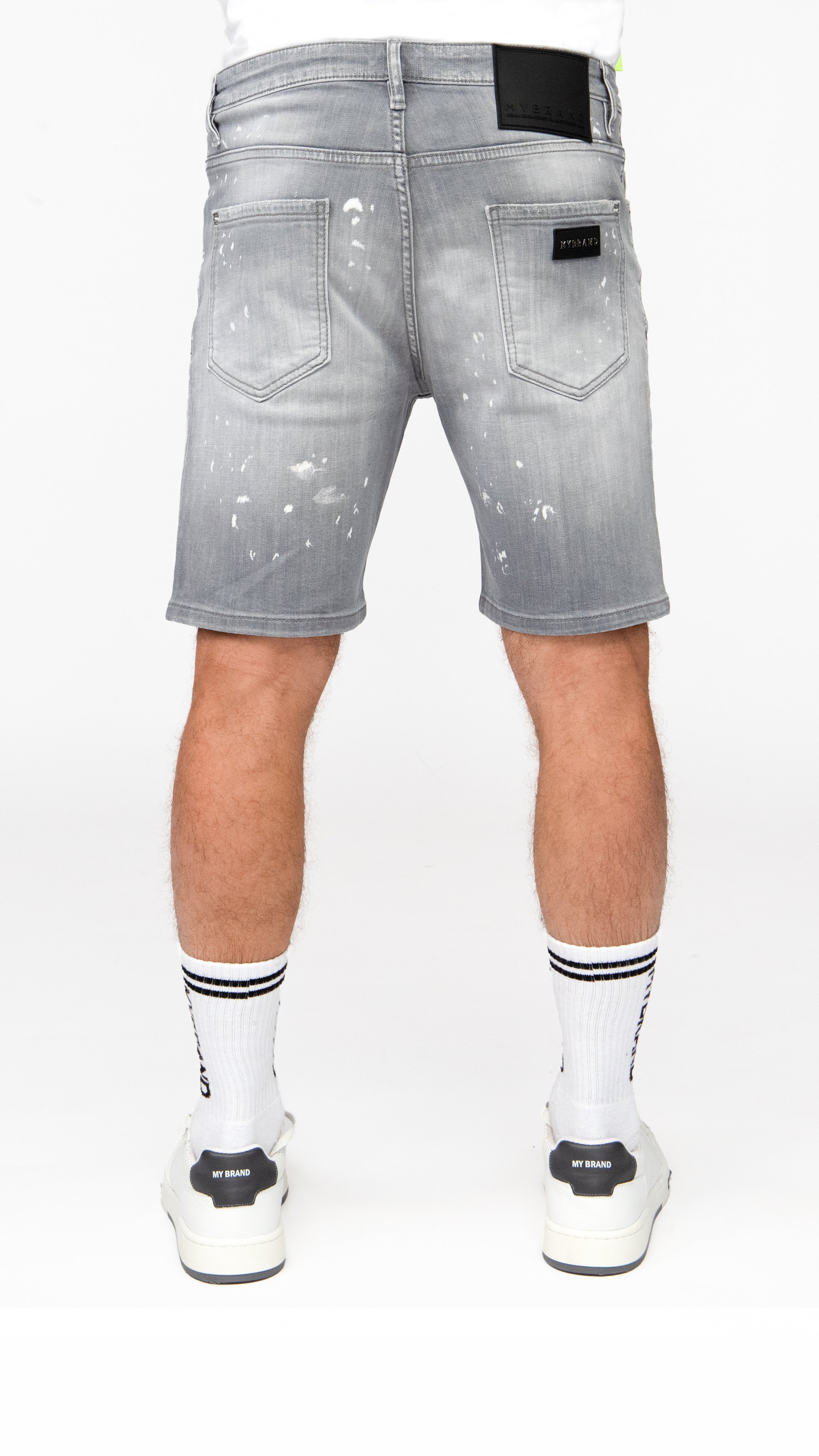 LIGHTGREY Faded Jeans short | GREY JEANS