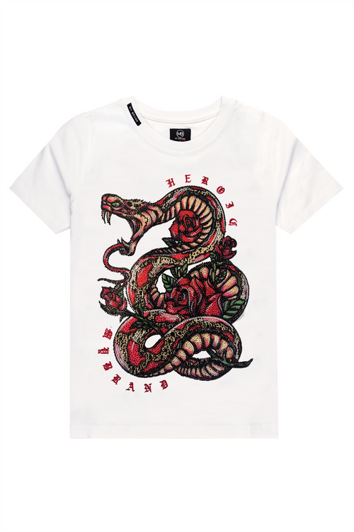 Snake Roses T-Shirt White | WHITE