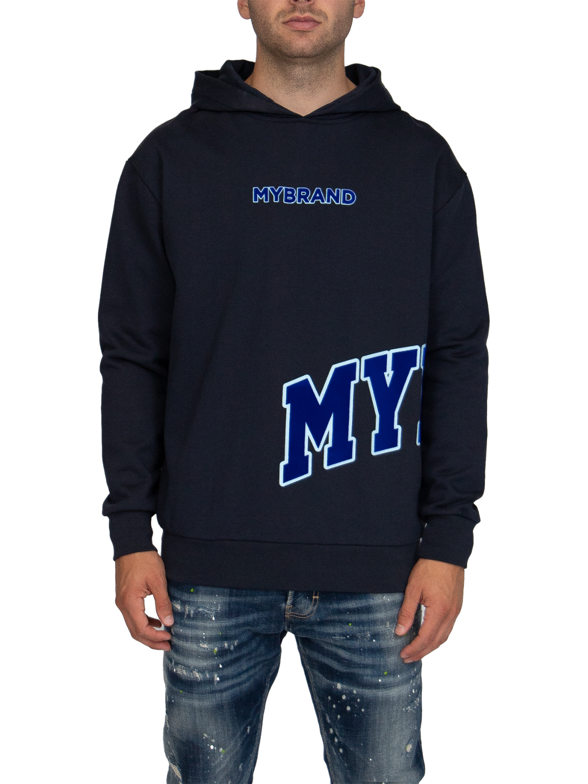 MYBRAND Bold Emblem Hoodie | NAVY