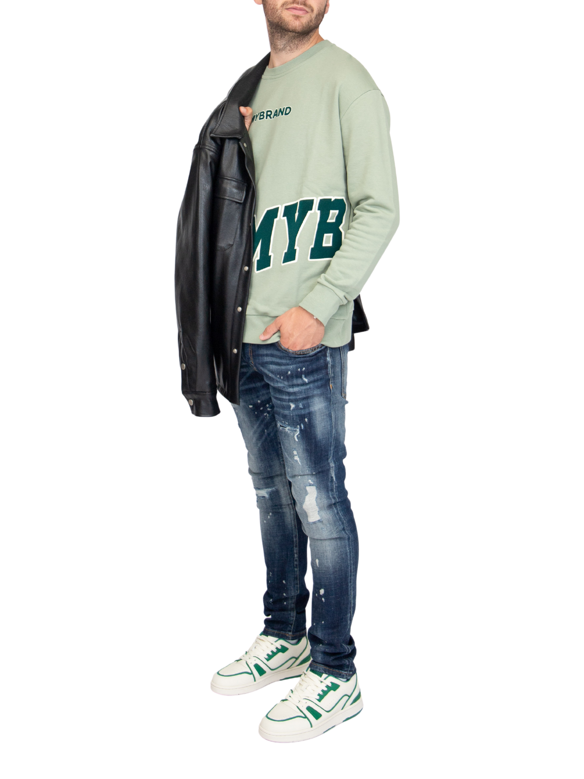 MYBRAND Bold Emblem sweater | LIGHT GREEN