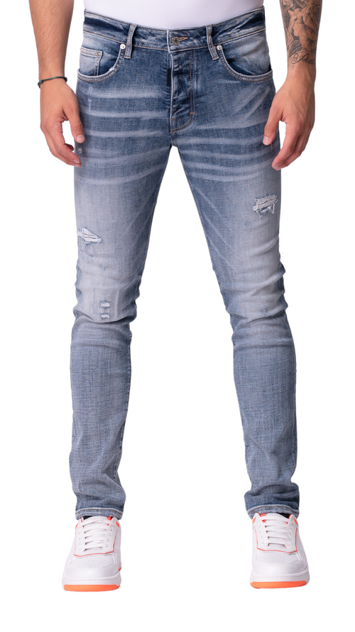 PLAIN DISTRESSES JEANS, CODE NAVY BLUE | DENIM