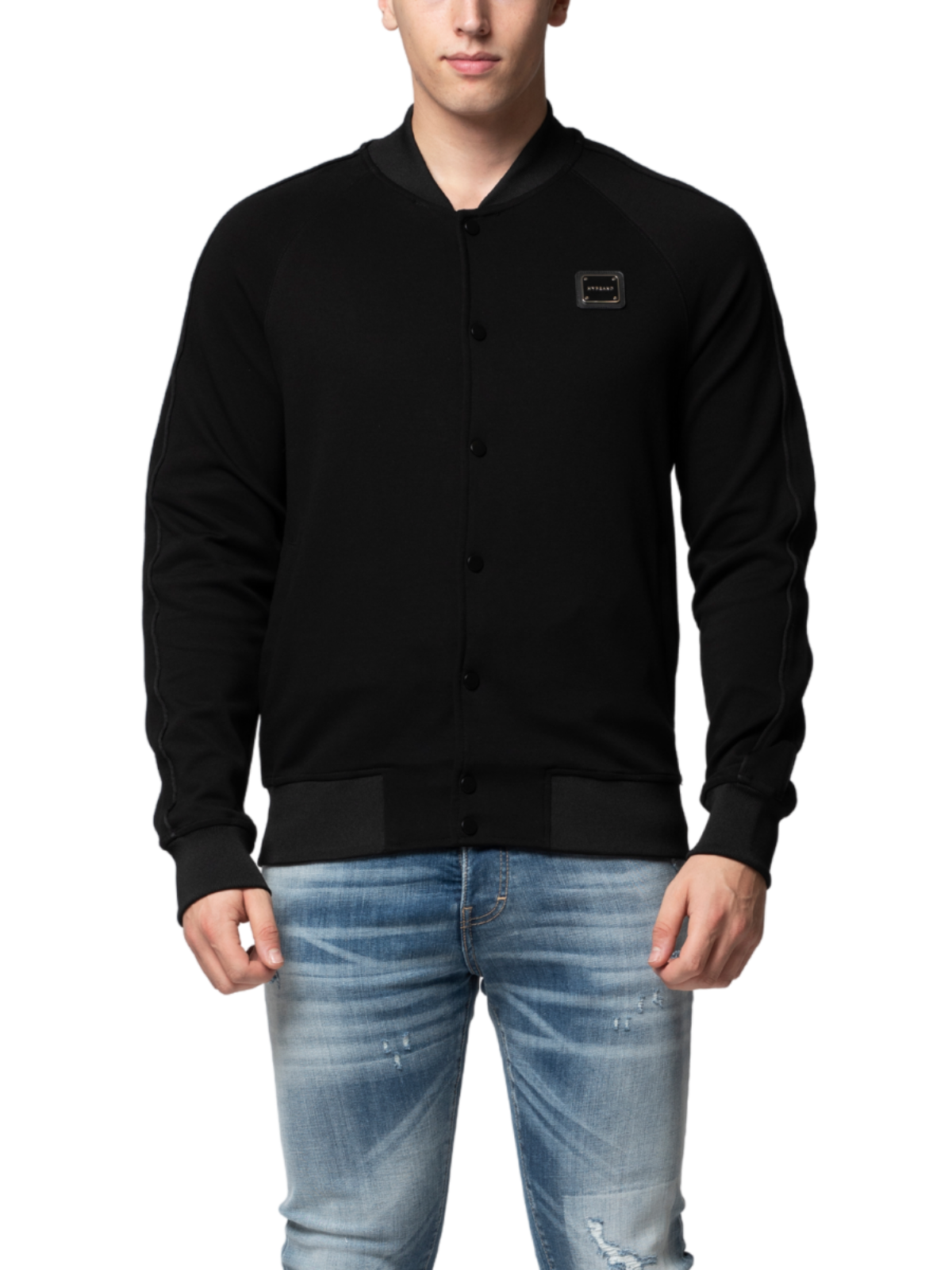 MB ESSENTIAL PIQUE BLACK BASEBALL JACKET | BLACK