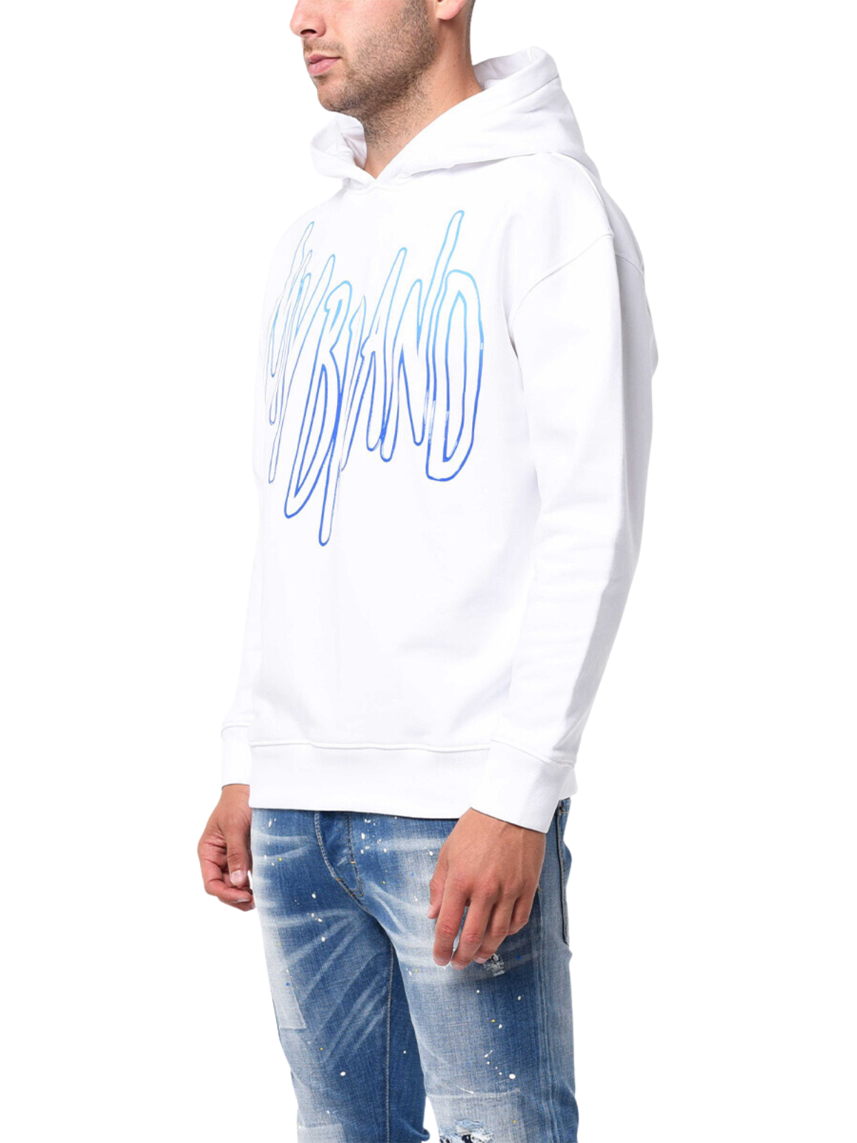 MB LOGO OCEAN BLUE GRADIENT HOODIE | WHITE