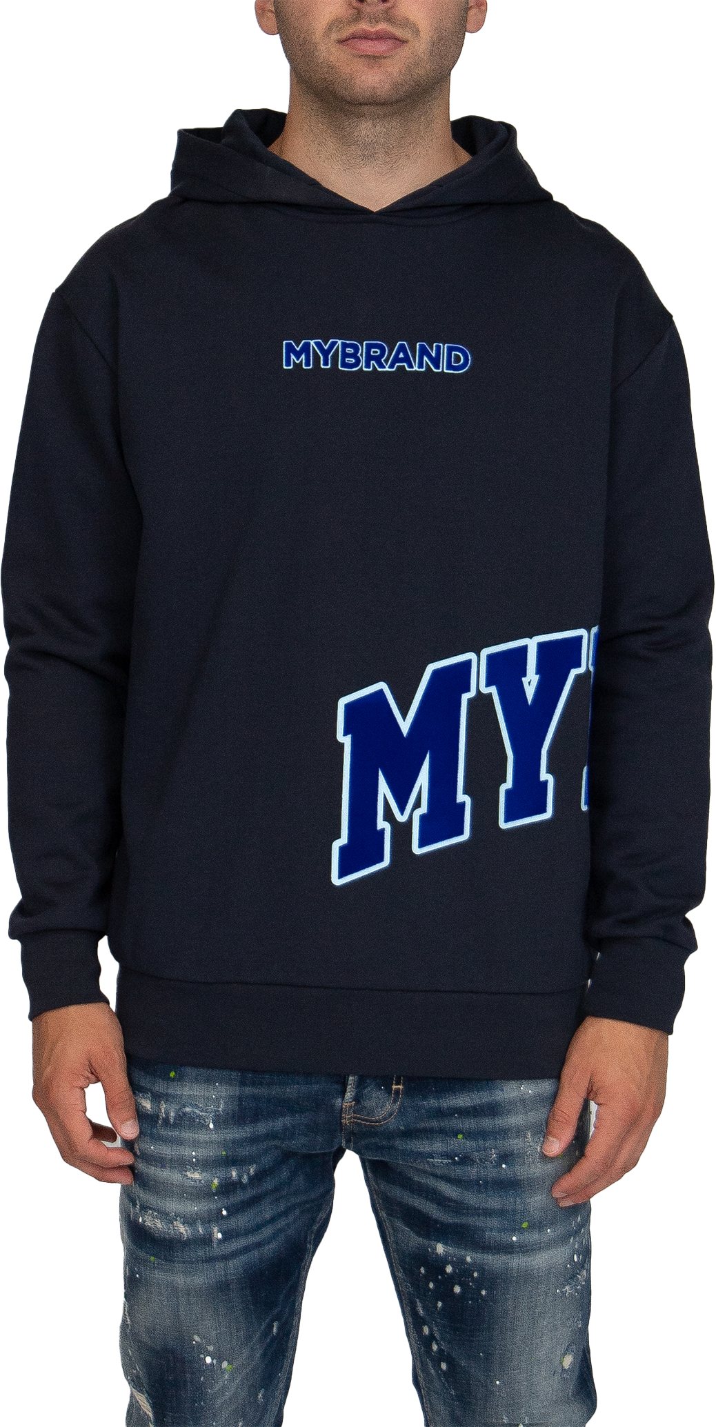 MYBRAND Bold Emblem Hoodie | NAVY