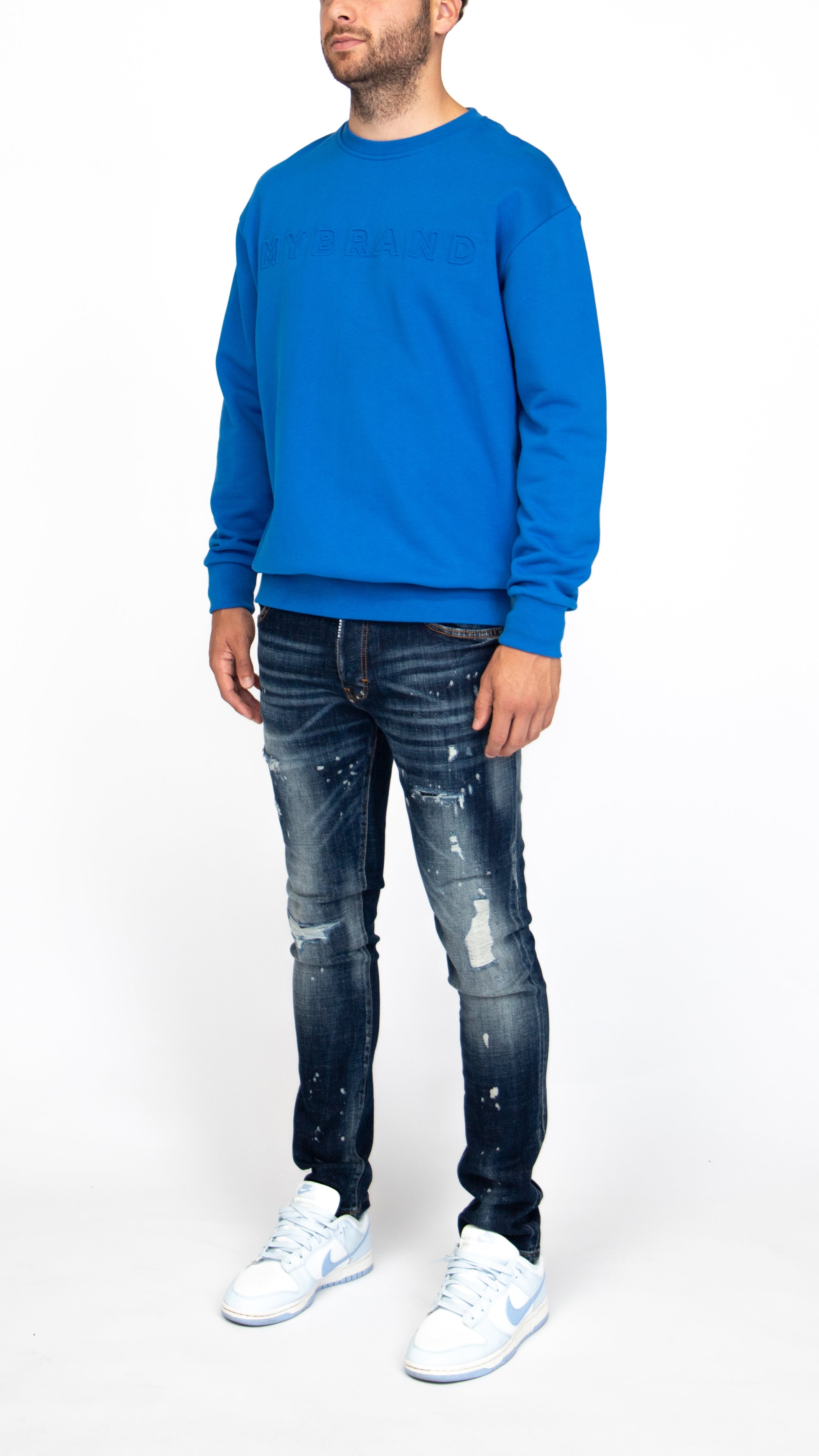 MYBRAND Embosed Statement Sweater | BLUE