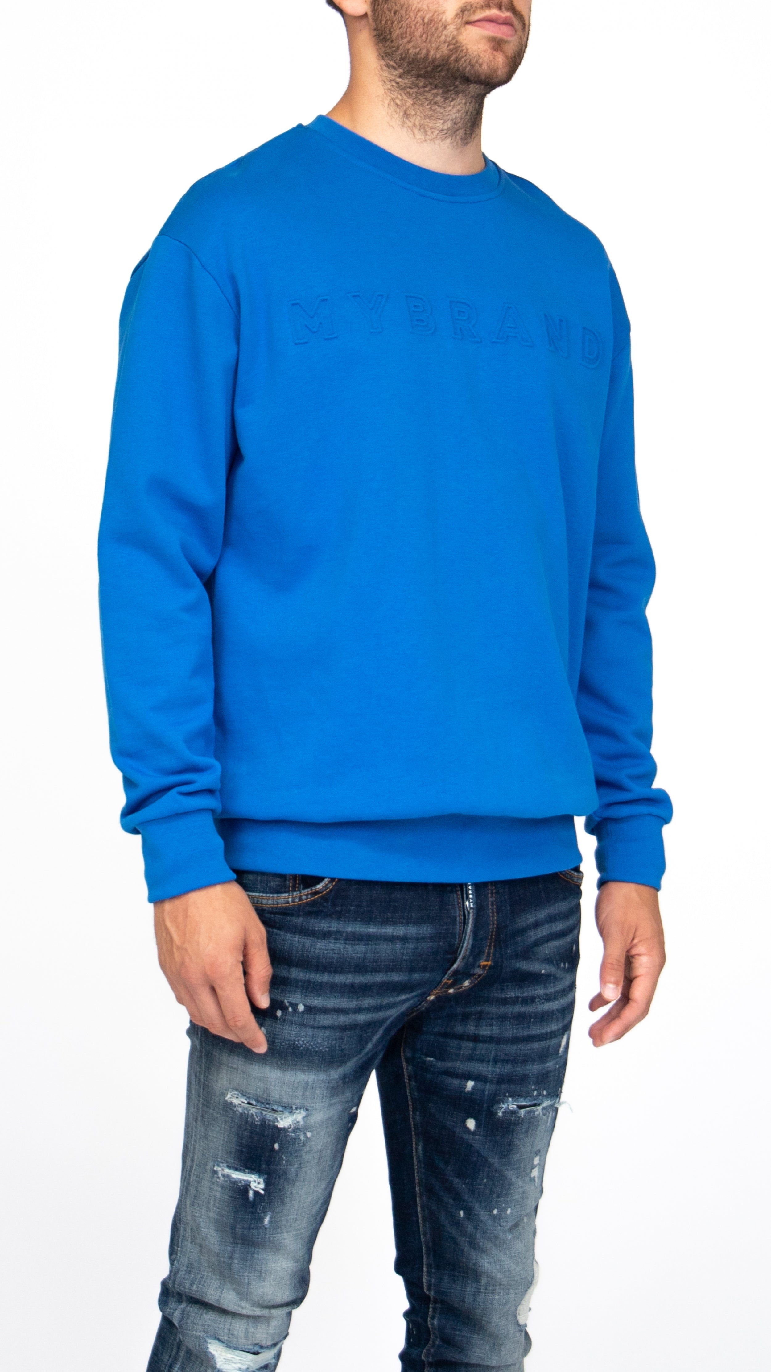 MYBRAND Embosed Statement Sweater | BLUE