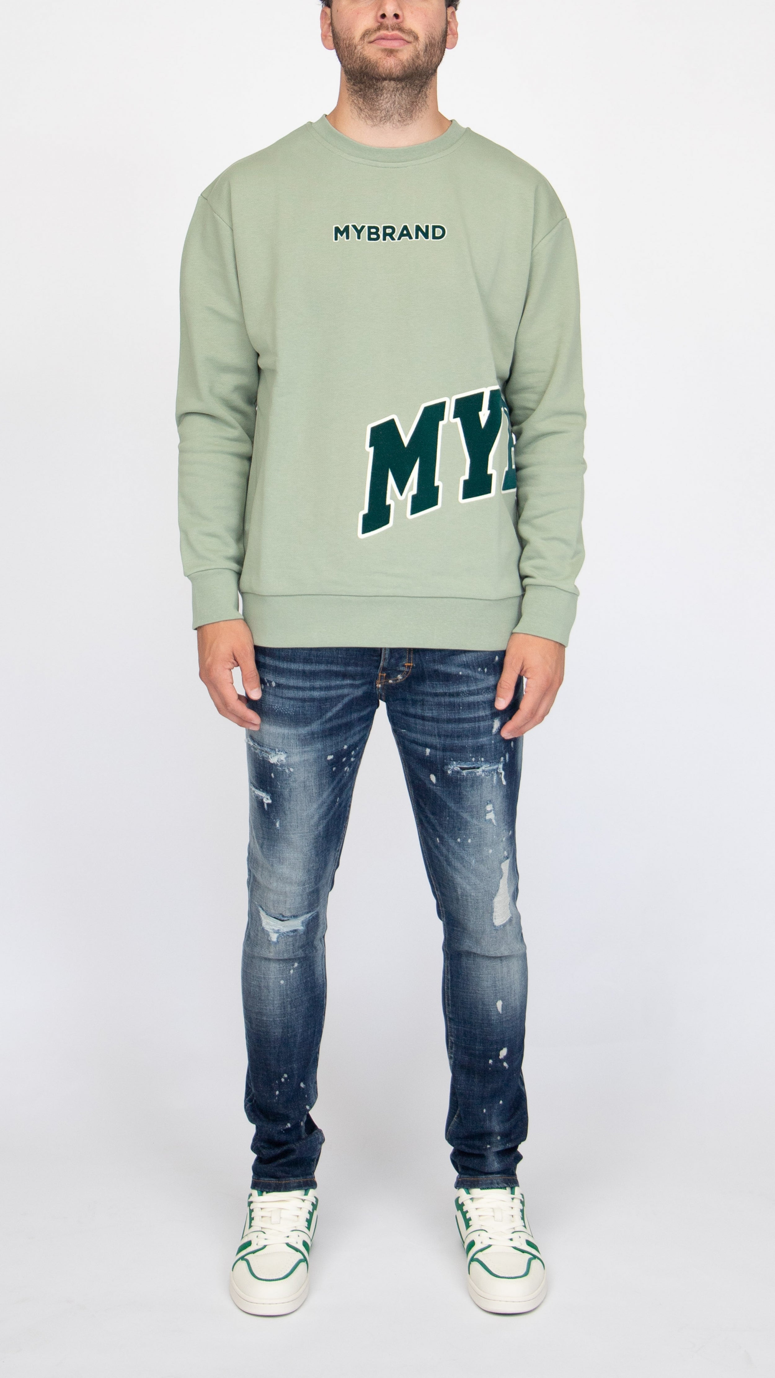 MYBRAND Bold Emblem sweater | LIGHT GREEN