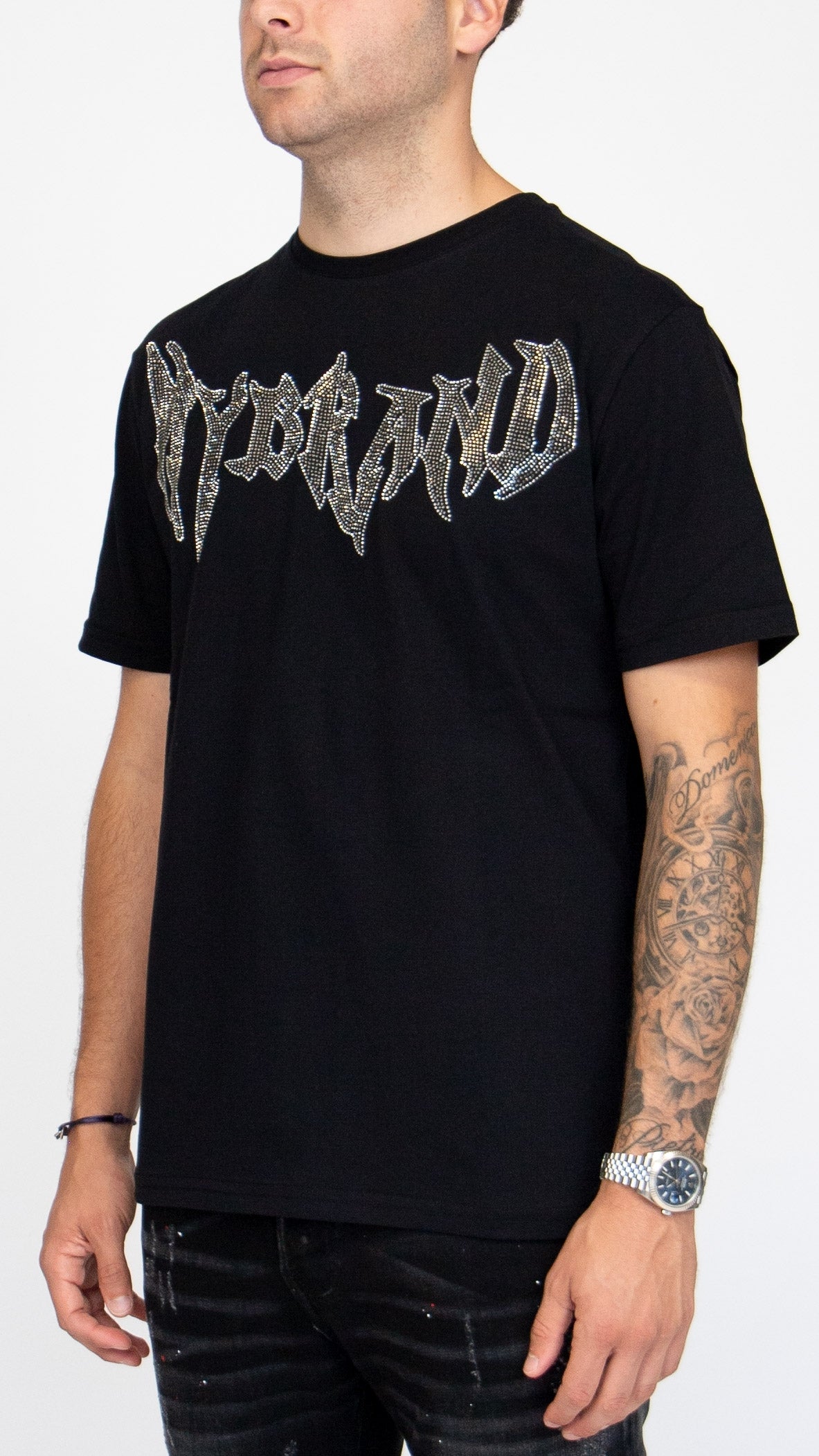 MYBRAND Winged Emblem Sparkle Tee Black | BLACK