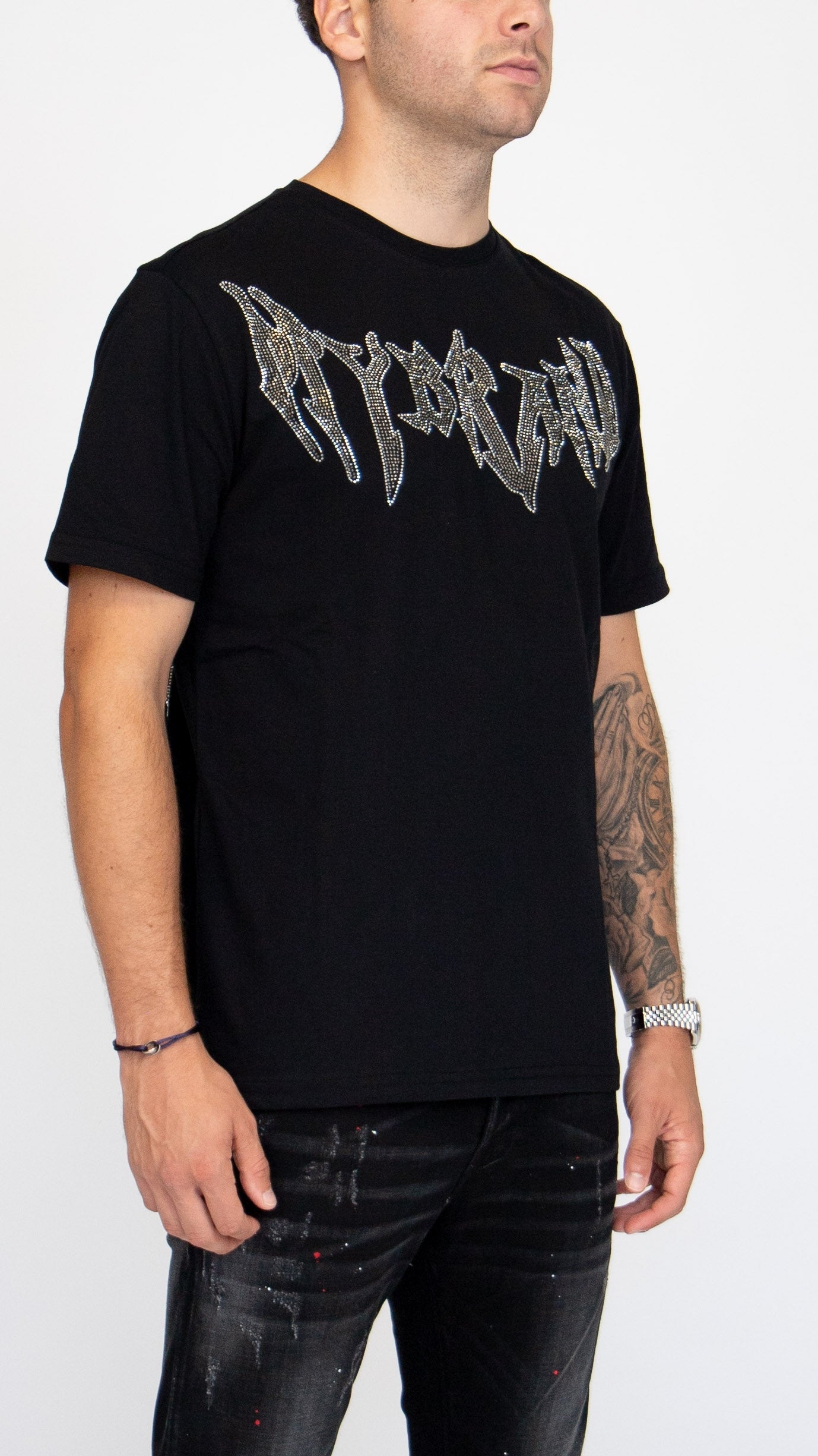 MYBRAND Winged Emblem Sparkle Tee Black | BLACK