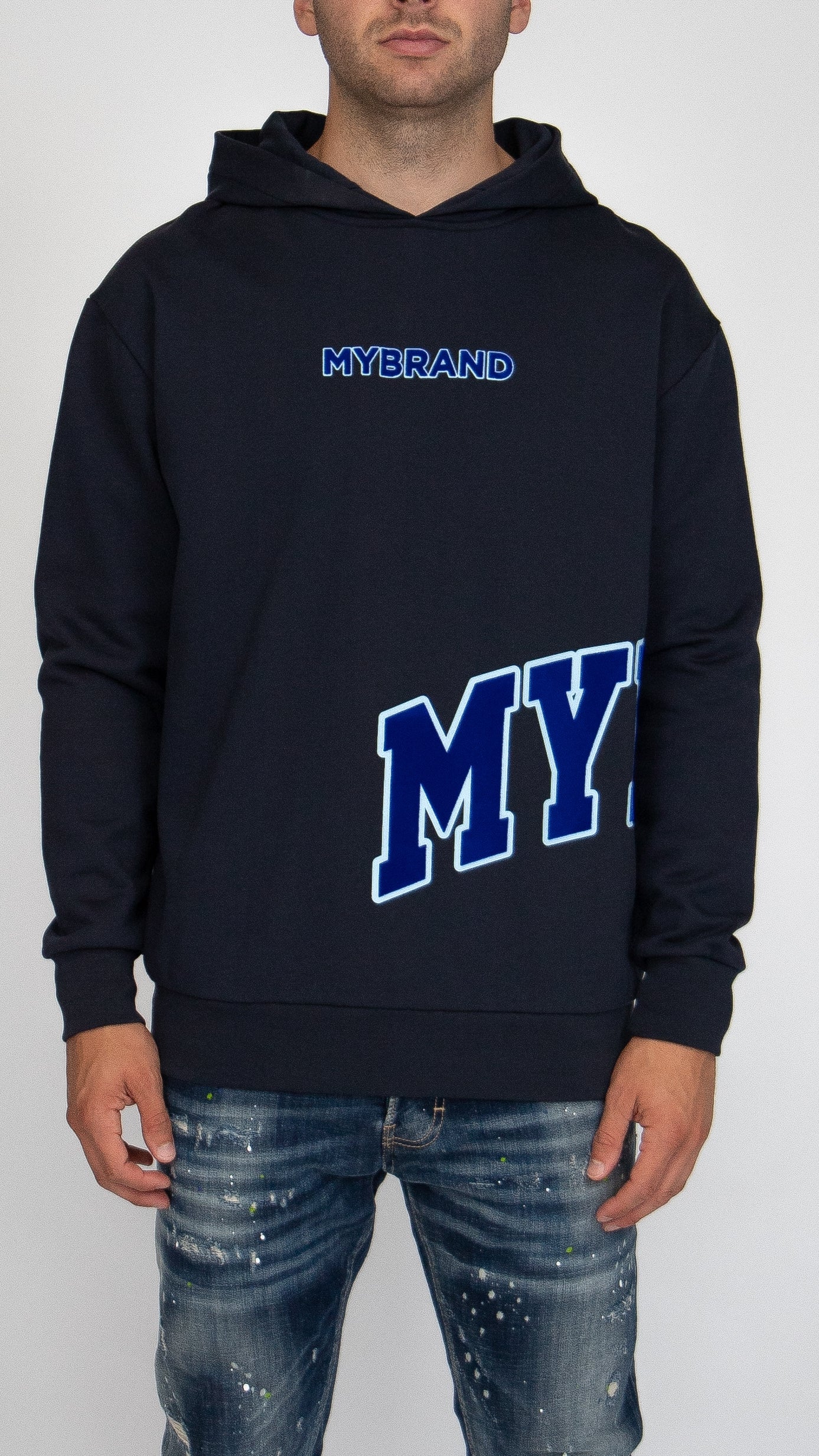 MYBRAND Bold Emblem Hoodie | NAVY