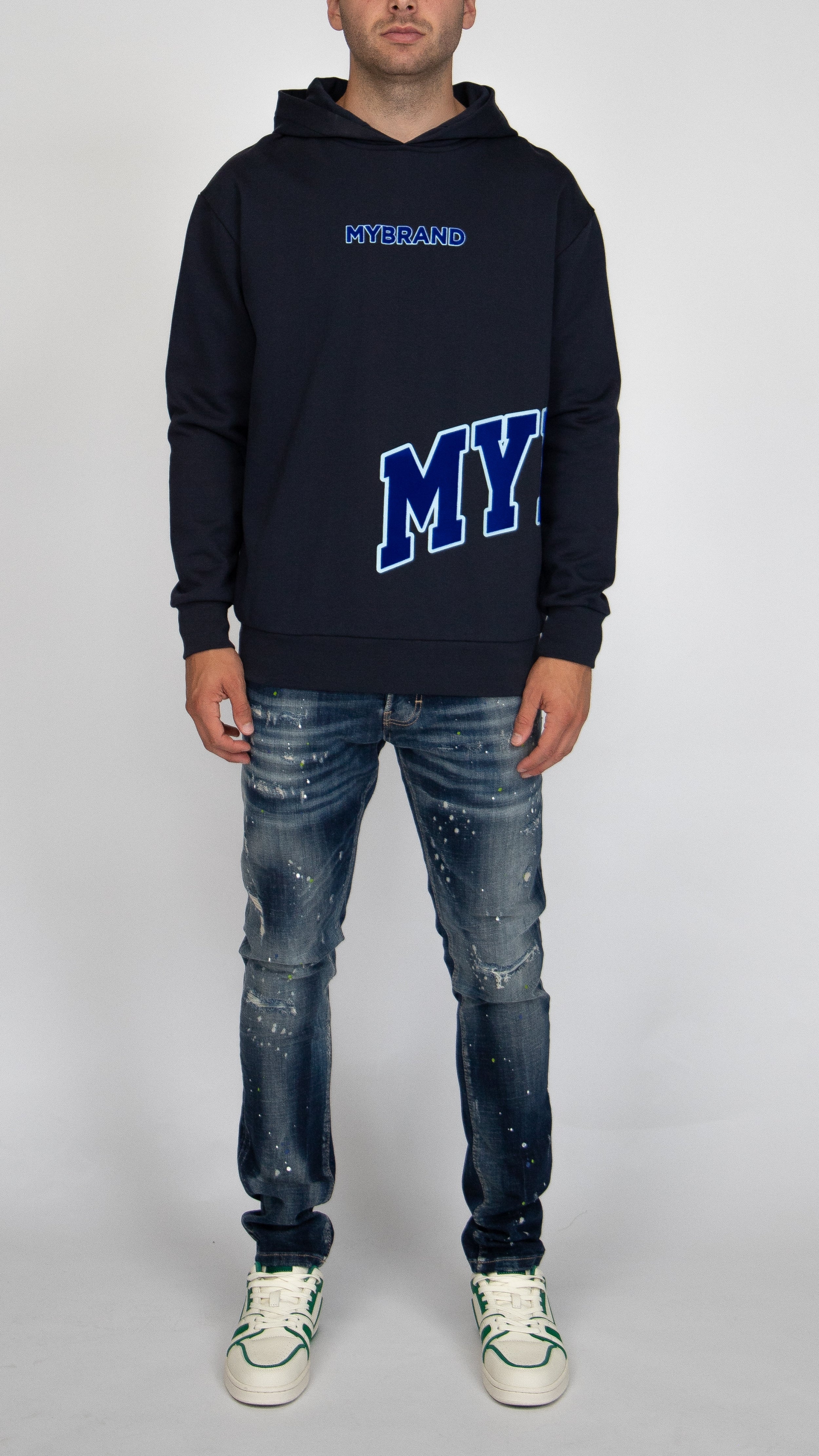 MYBRAND Bold Emblem Hoodie | NAVY