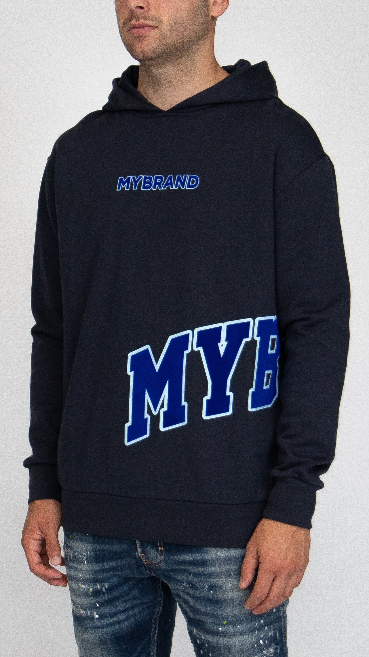 MYBRAND Bold Emblem Hoodie | NAVY