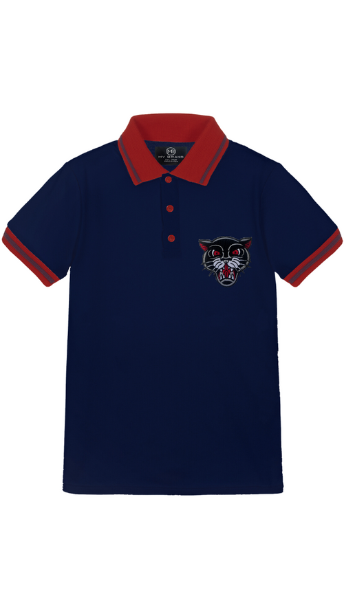 Panther Logo Knitted Polo Navy