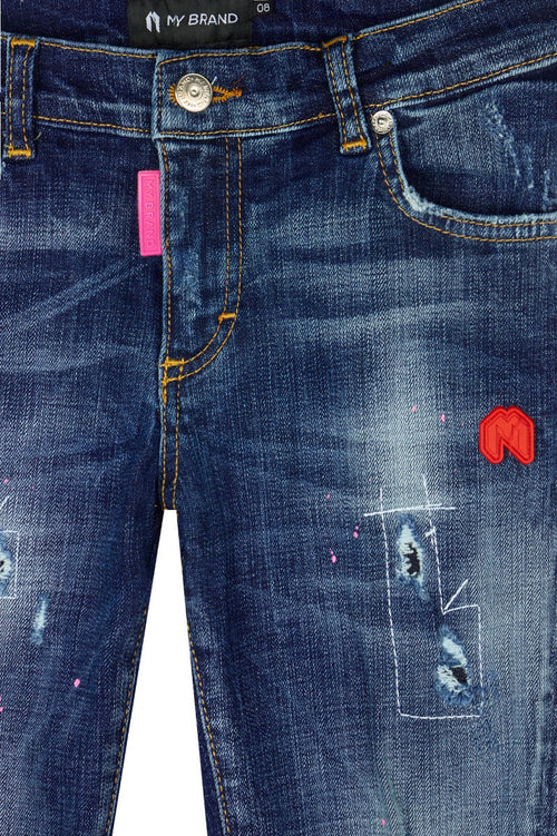 Neon Pink Spots Denim Jeans