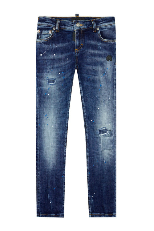 White Blue Spots Denim Jeans